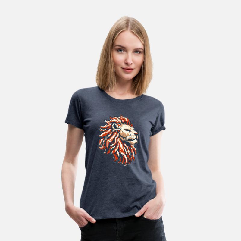 Retro Pixel Art Lion Head Design
