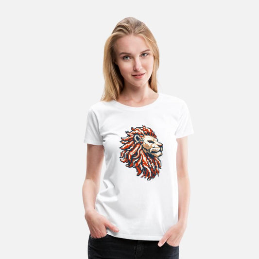 Retro Pixel Art Lion Head Design