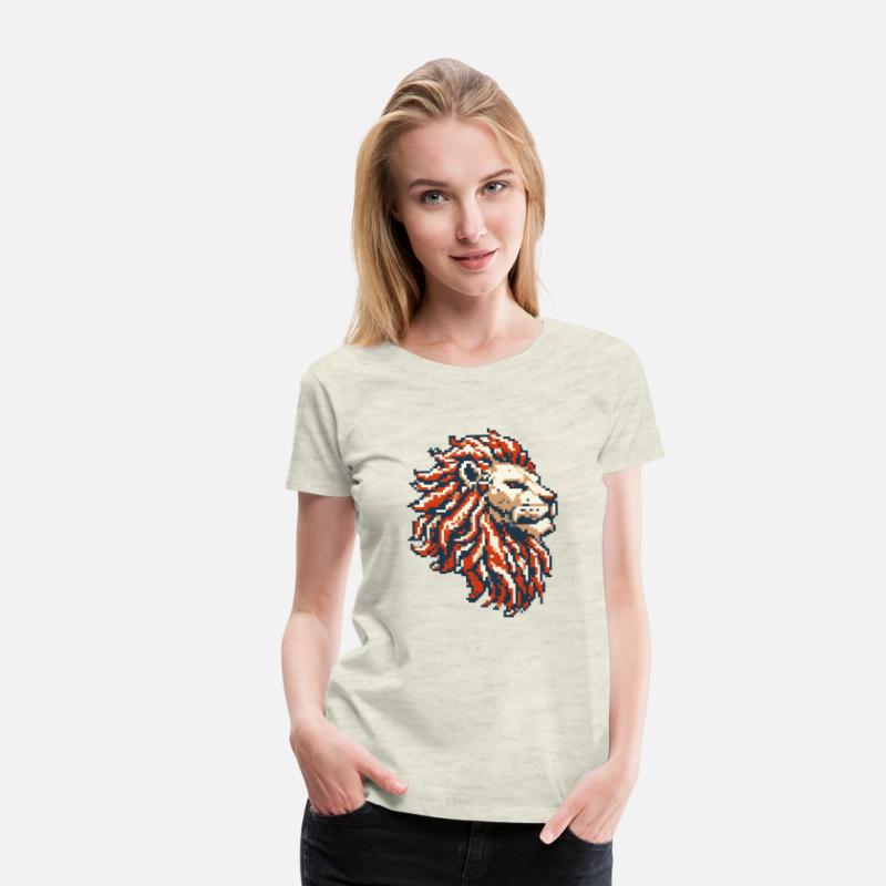 Retro Pixel Art Lion Head Design