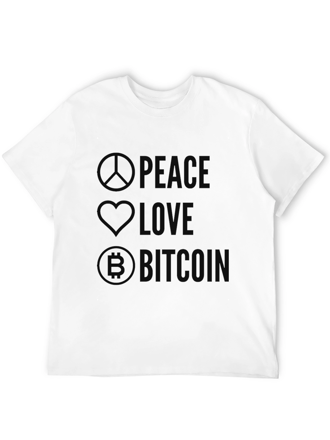Peace Love Bitcoin Black Graphic T-Shirt