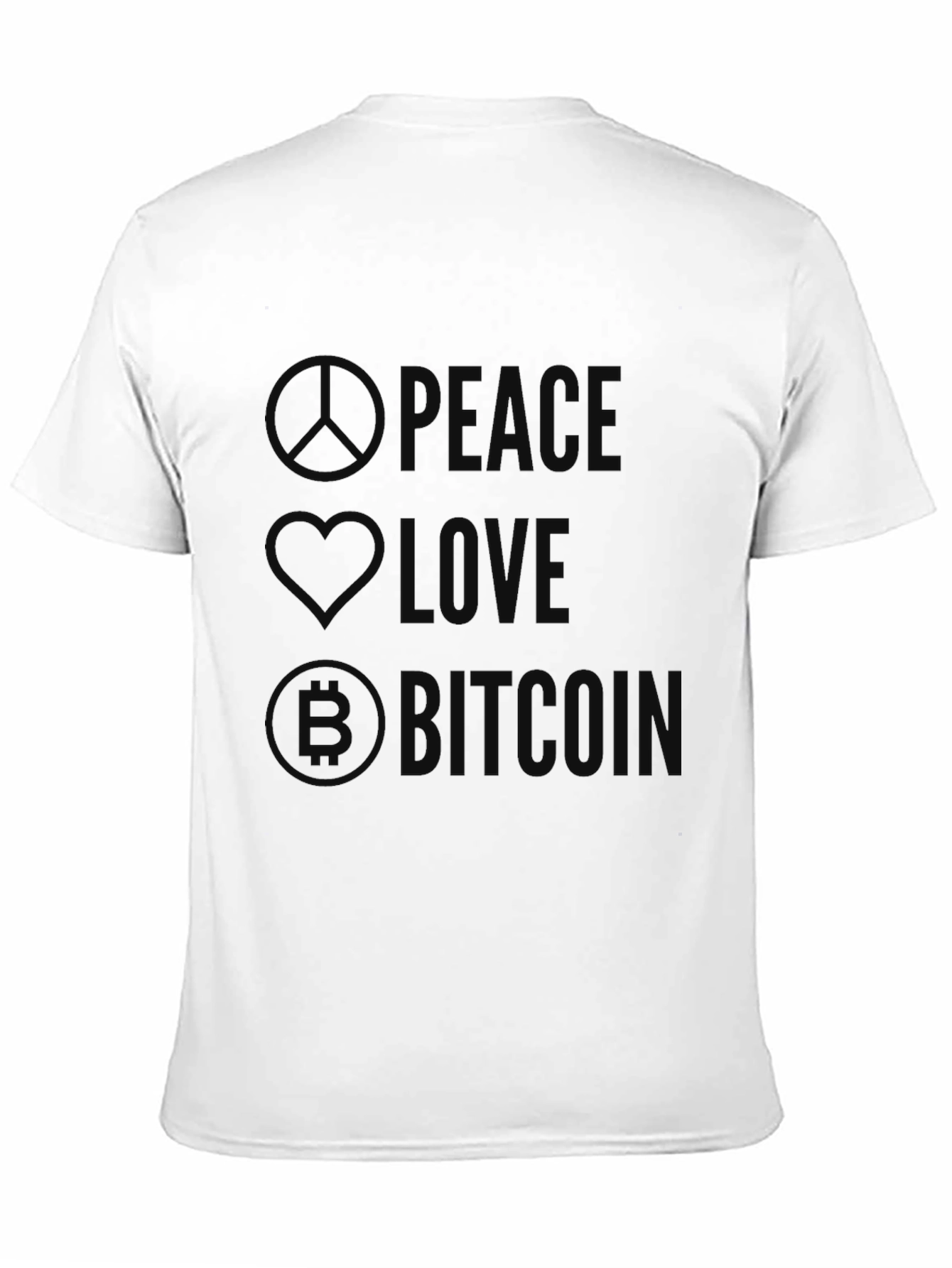 Peace Love Bitcoin Black Graphic T-Shirt