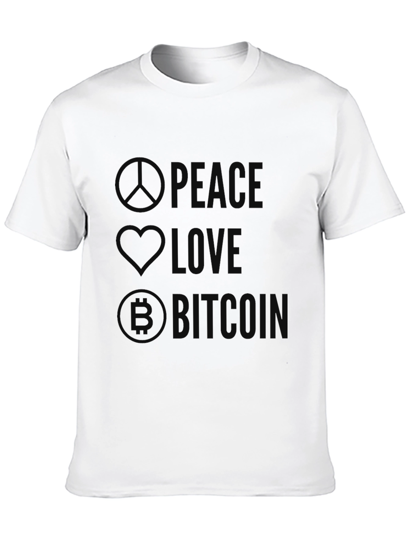 Peace Love Bitcoin Black Graphic T-Shirt