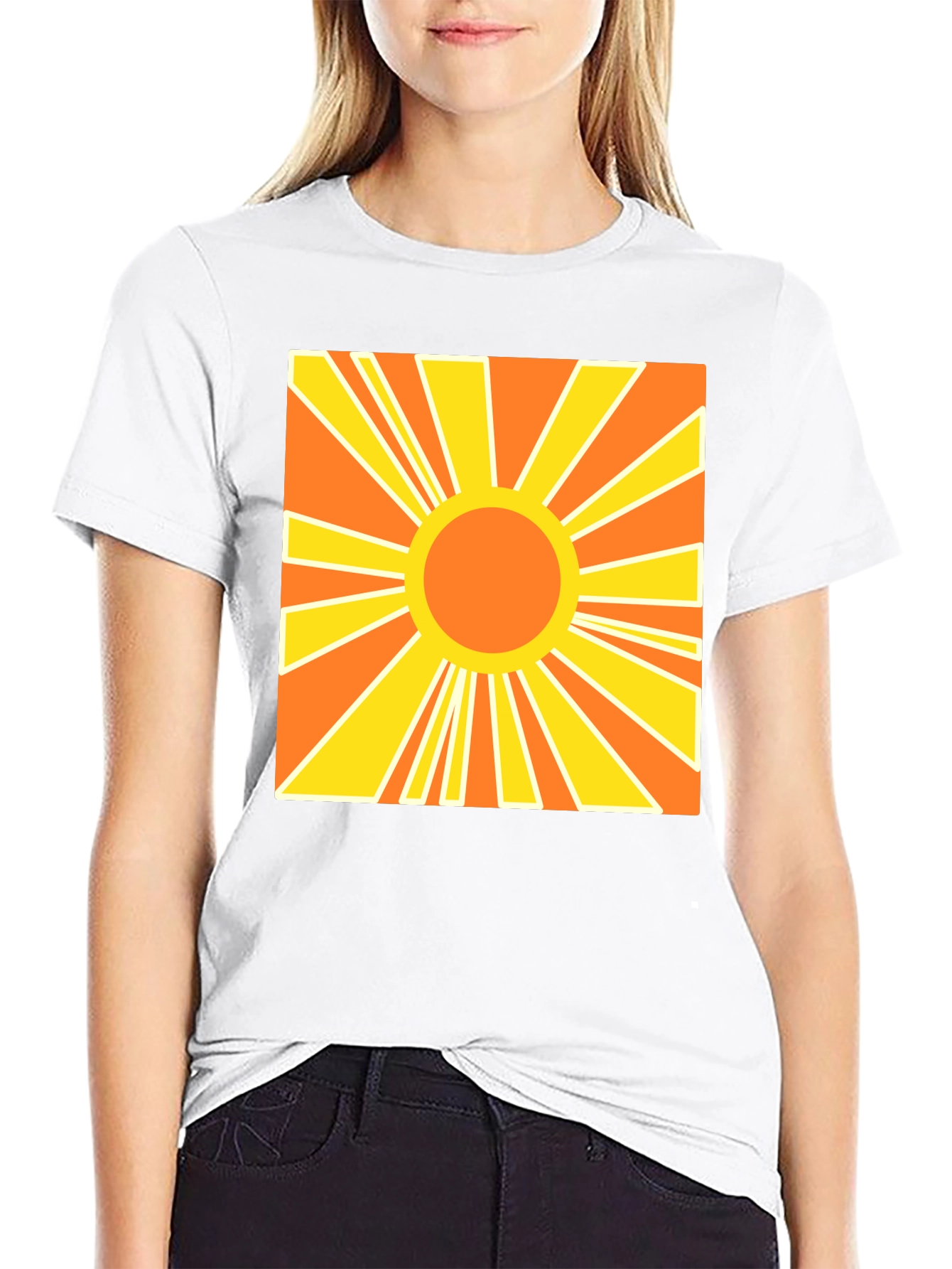 Retro Sunburst Graphic Tee - Black Cotton T-Shirt