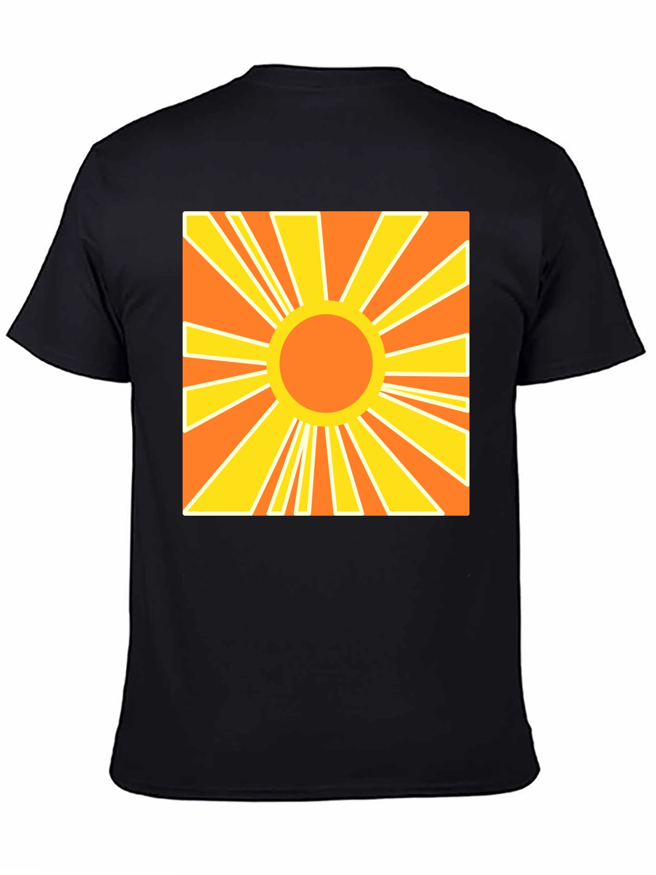 Retro Sunburst Graphic Tee - Black Cotton T-Shirt