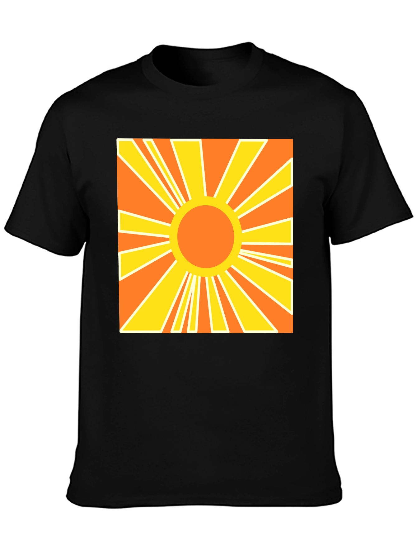 Retro Sunburst Graphic Tee - Black Cotton T-Shirt