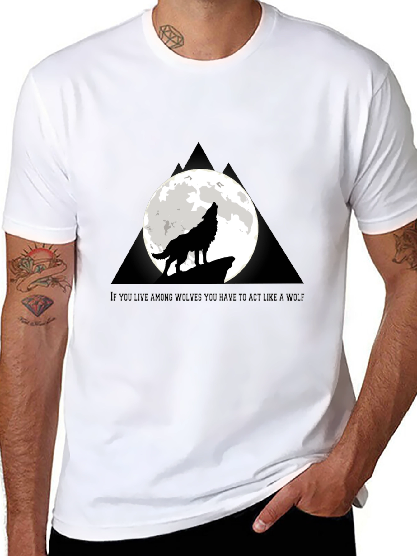 Wolf Howling at Moon T-Shirt
