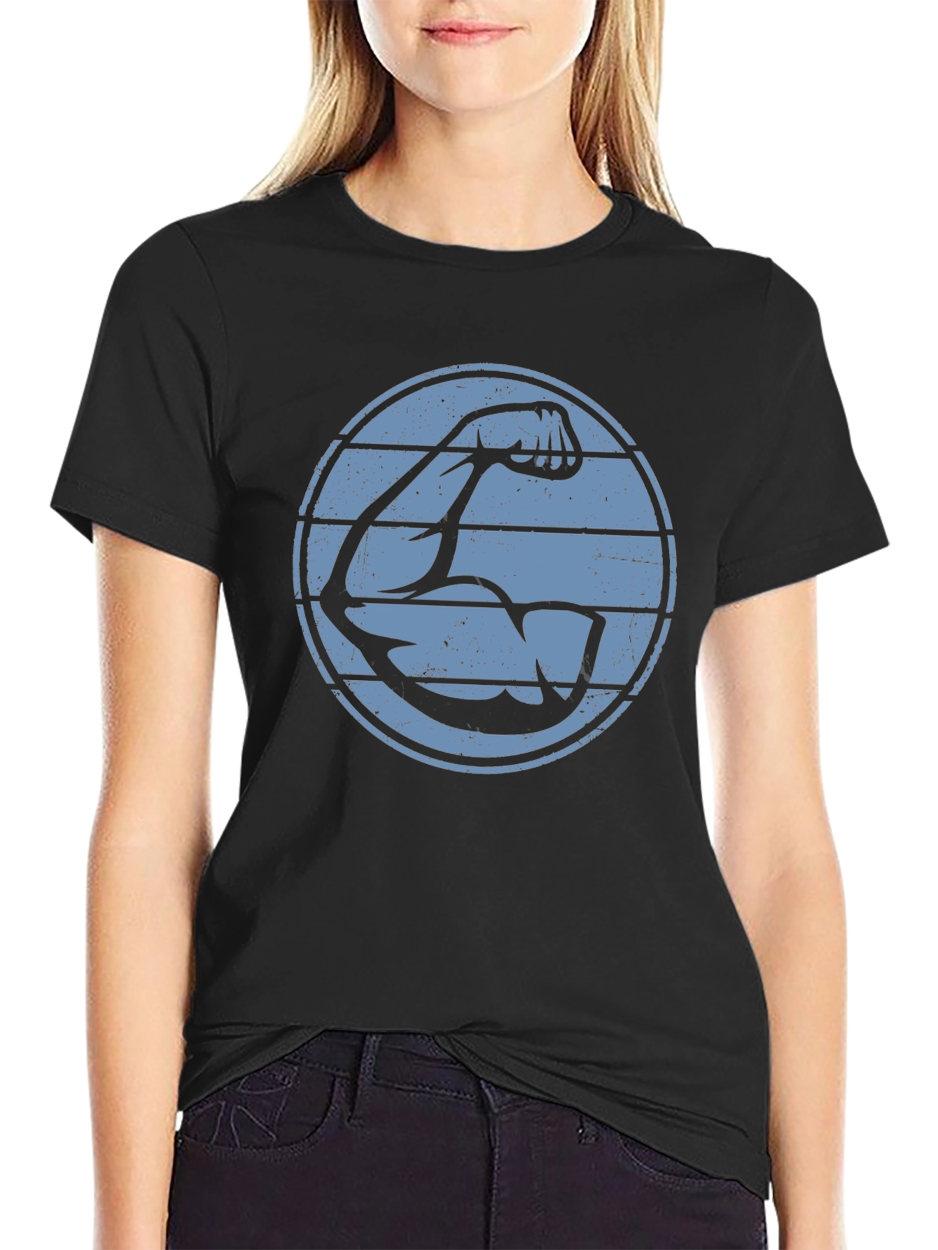 Muscle Arm Graphic T-Shirt - Black