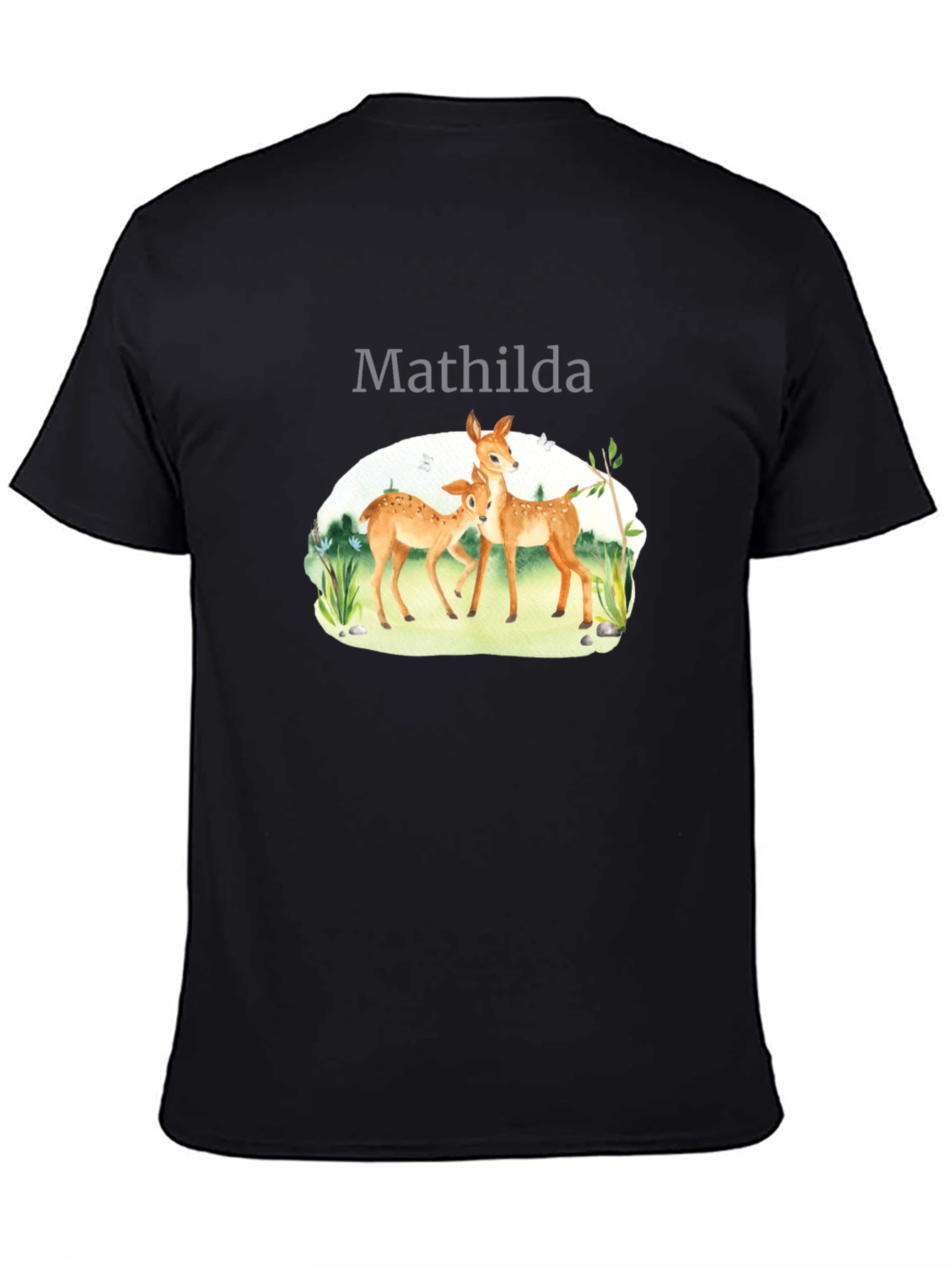 Mathilda Deer Graphic Black T-Shirt