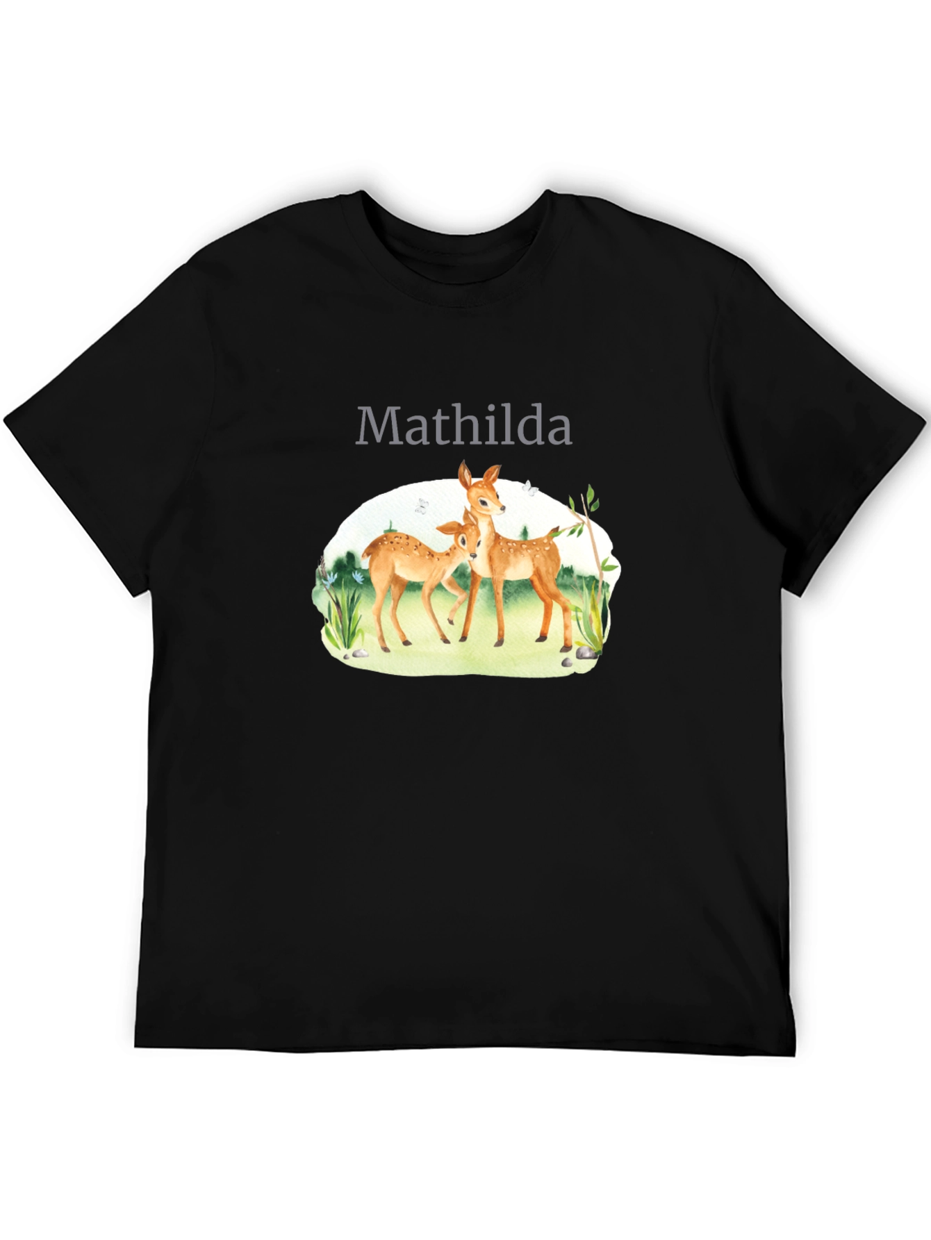 Mathilda Deer Graphic Black T-Shirt