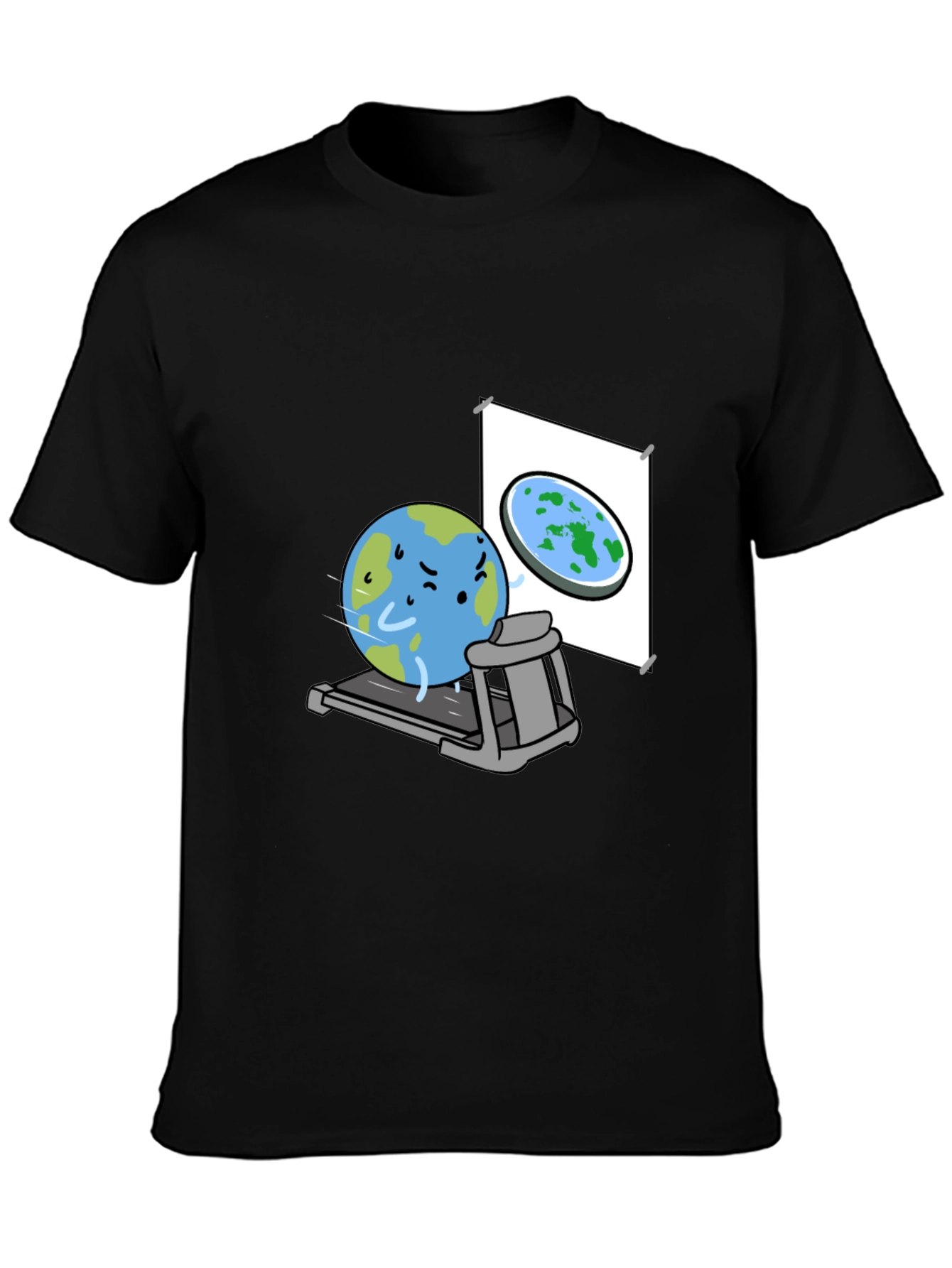 Earth on Treadmill Graphic Tee - Black Cotton Shirt