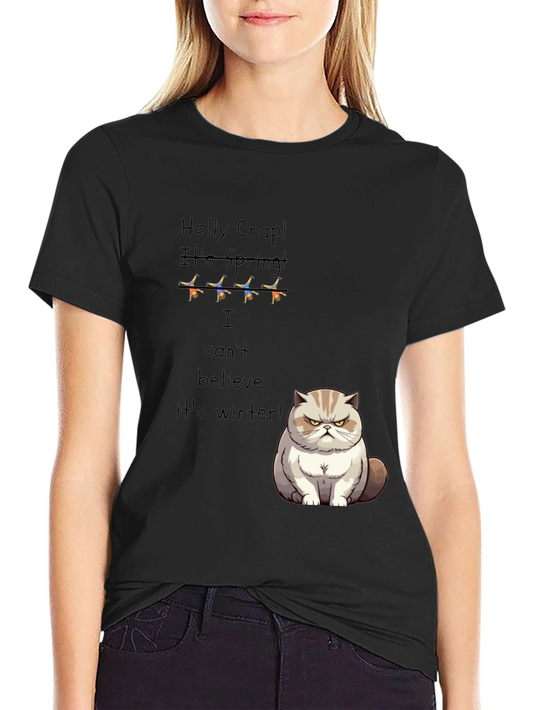 Funny Grumpy Cat T-Shirt - Holly Crap Its Spring!