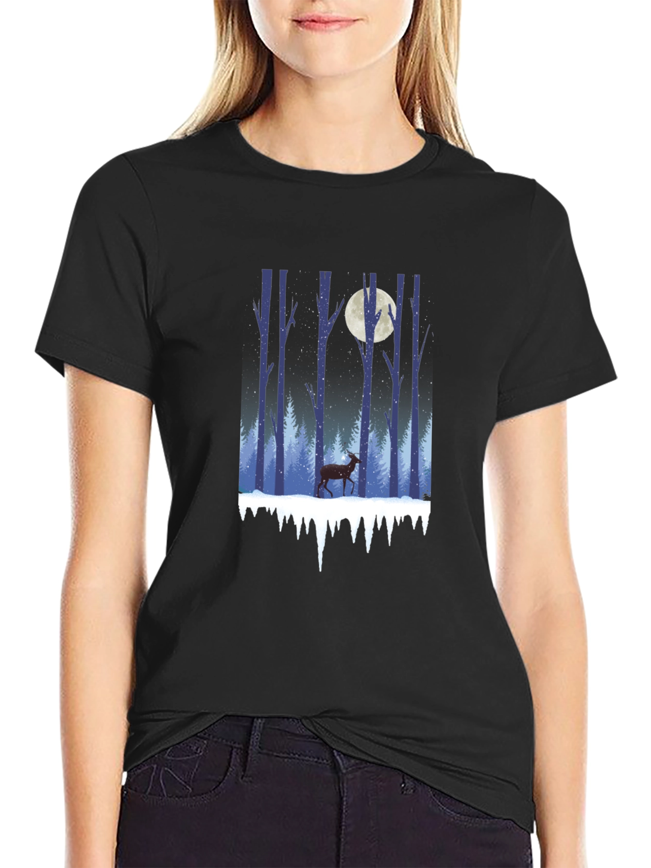 Winter Forest Deer Graphic Tee
