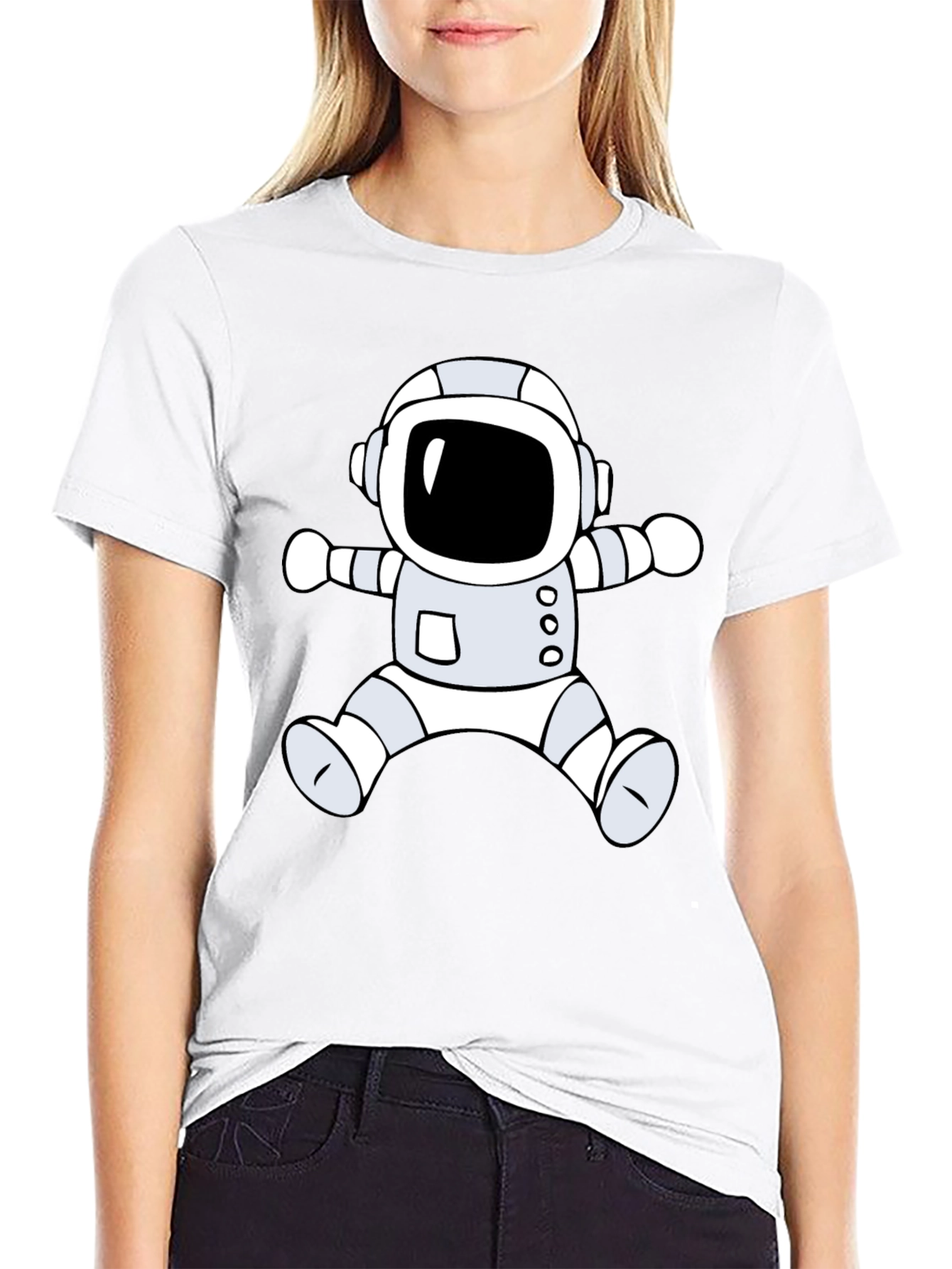 Astronaut Graphic Tee - Black Cotton Casual T-Shirt