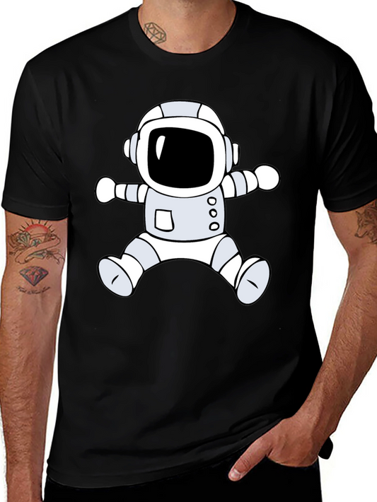 Astronaut Graphic Tee - Black Cotton Casual T-Shirt