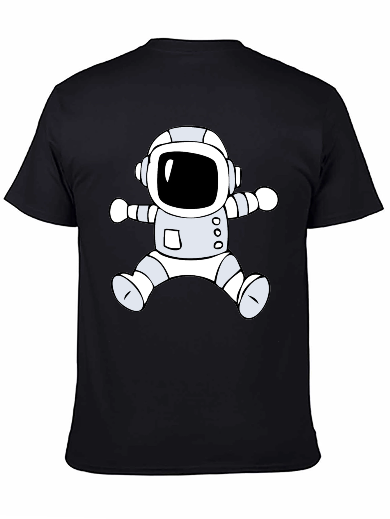 Astronaut Graphic Tee - Black Cotton Casual T-Shirt