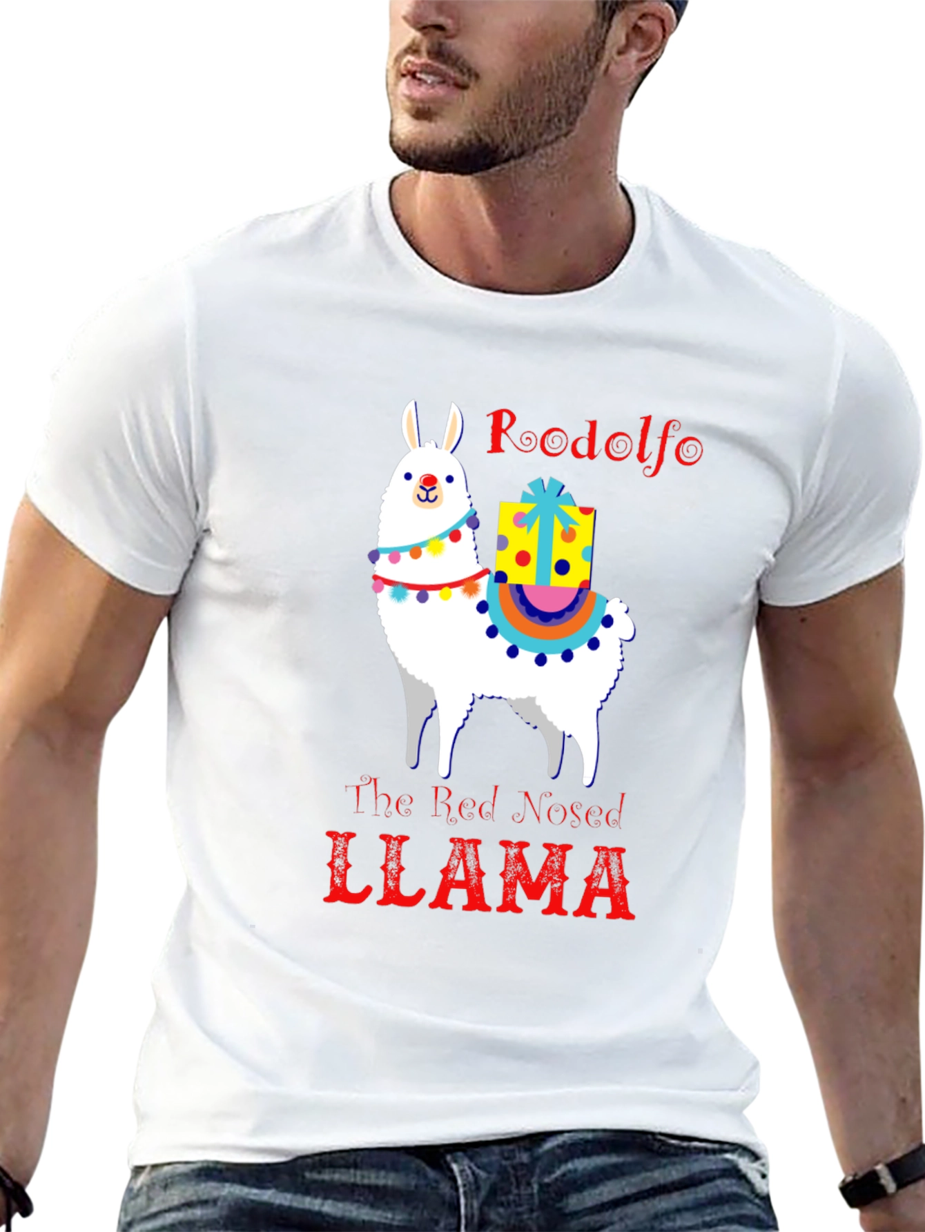 Rudolfo the Red-Nosed Llama Graphic Tee