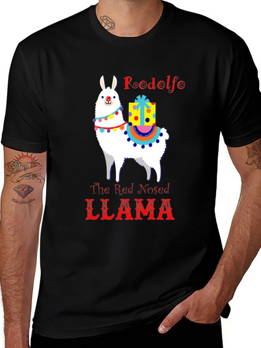Rudolfo the Red-Nosed Llama Graphic Tee