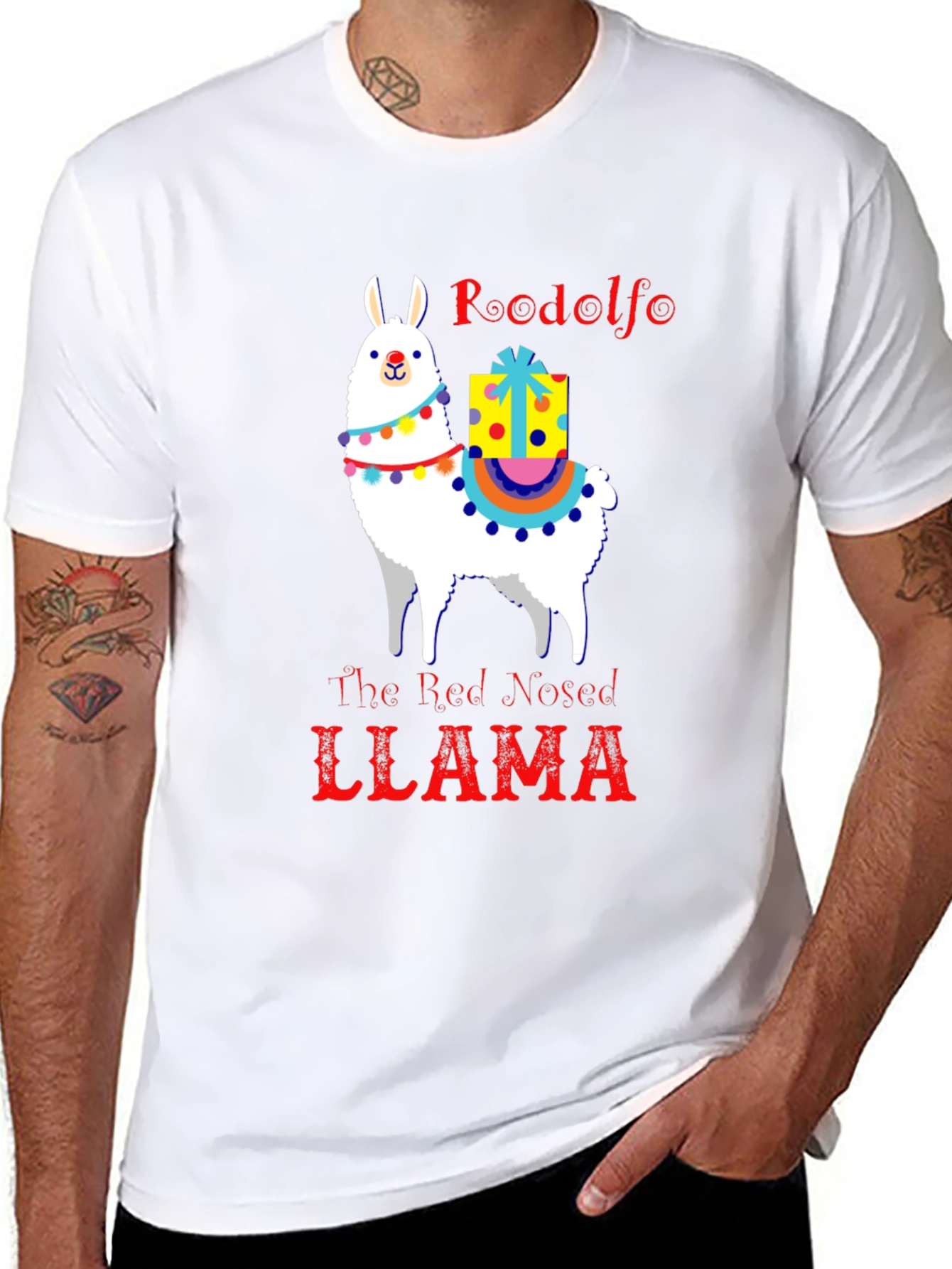 Rudolfo the Red-Nosed Llama Graphic Tee