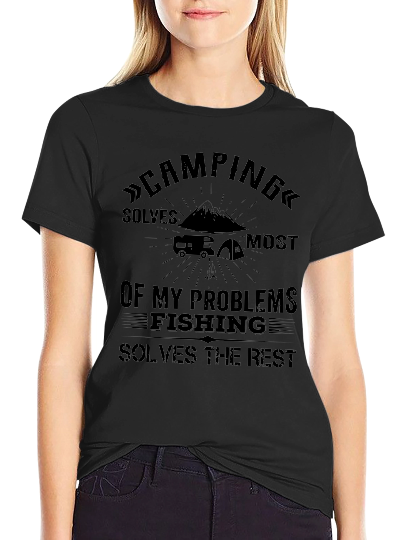 Camping & Fishing T-Shirt: Solves My Problems Tee