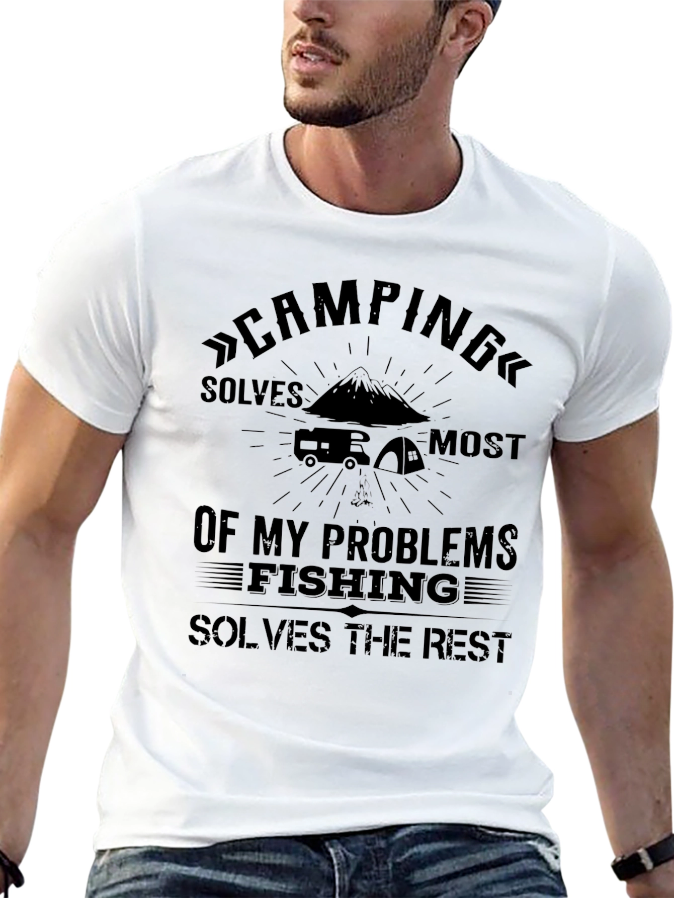 Camping & Fishing T-Shirt: Solves My Problems Tee