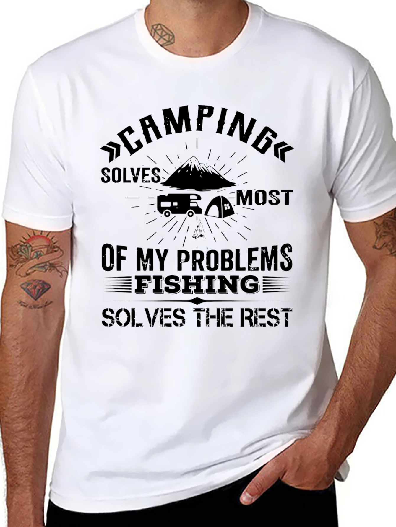 Camping & Fishing T-Shirt: Solves My Problems Tee