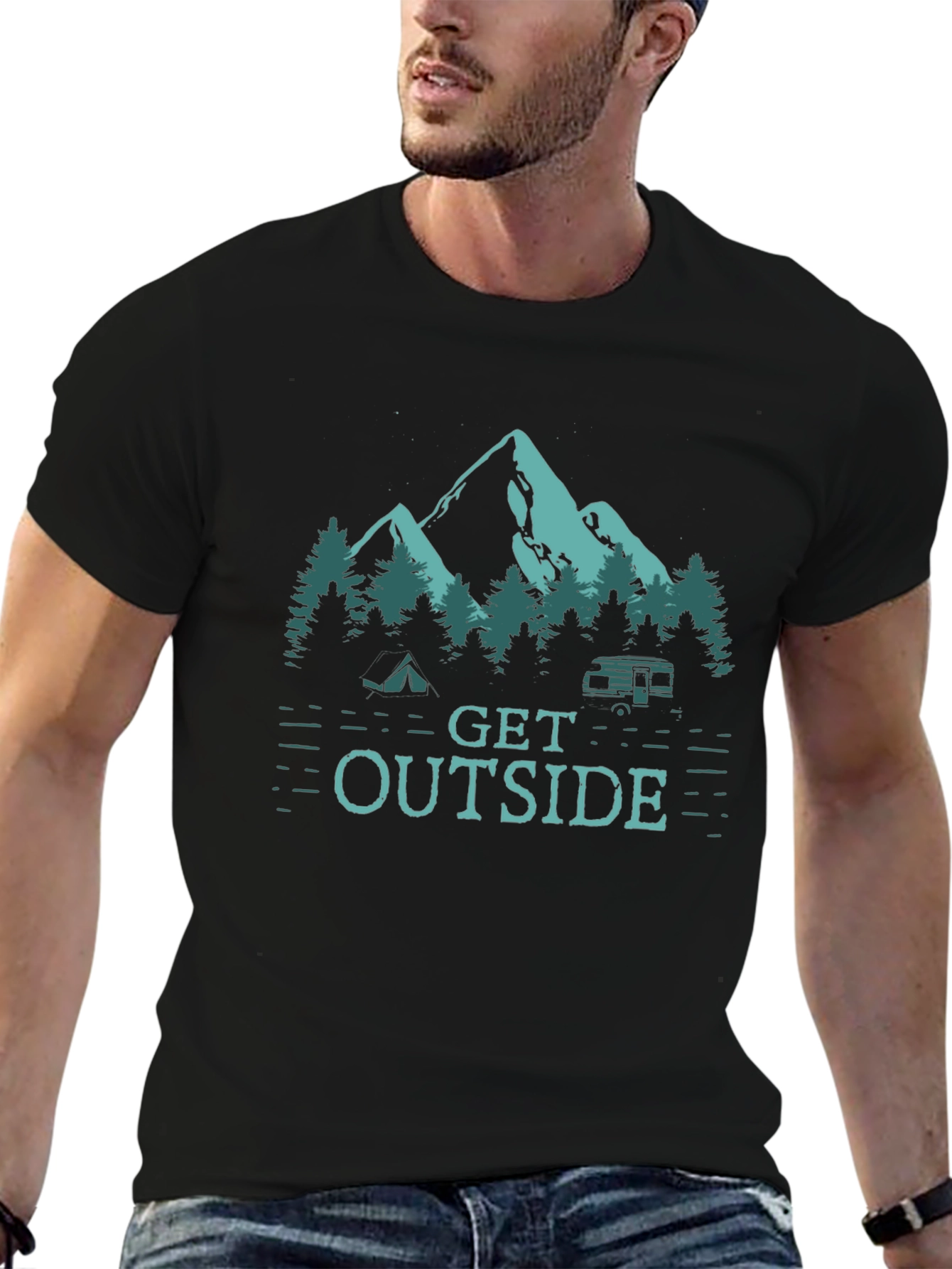 Get Outside Camping T-Shirt - Nature Graphic Tee