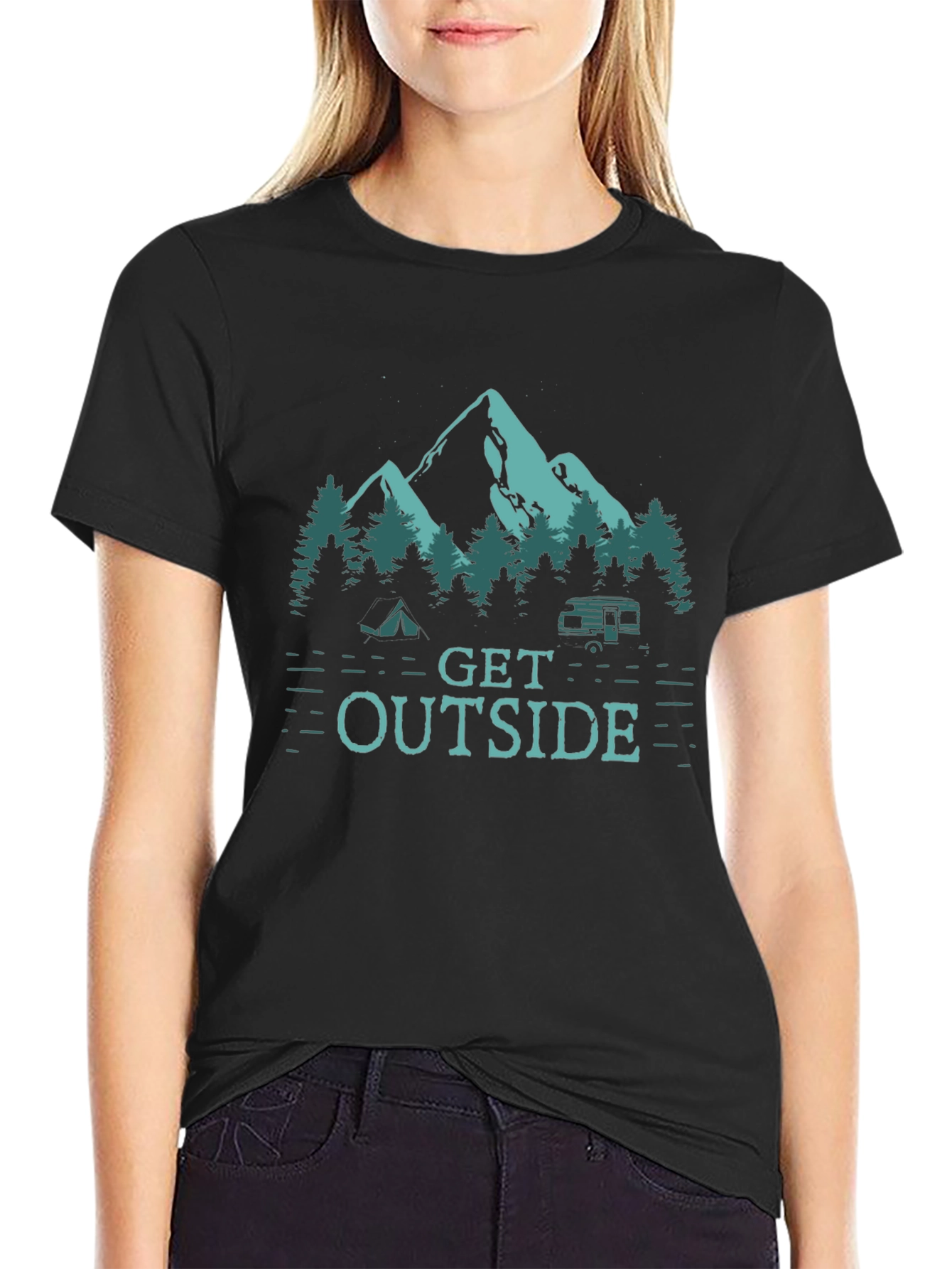 Get Outside Camping T-Shirt - Nature Graphic Tee