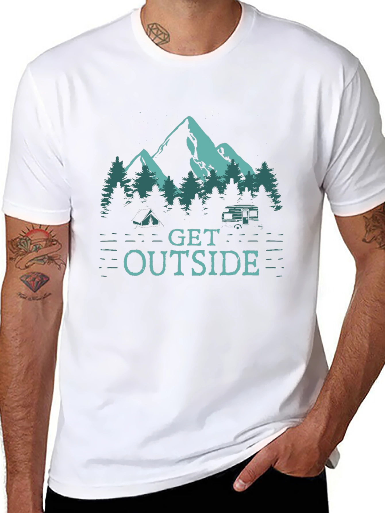 Get Outside Camping T-Shirt - Nature Graphic Tee