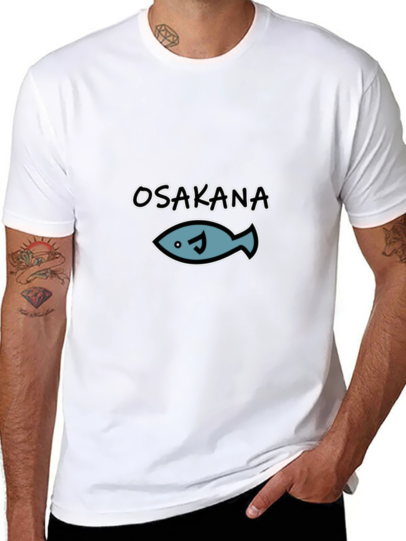 Osakana Fish Graphic T-Shirt - Black