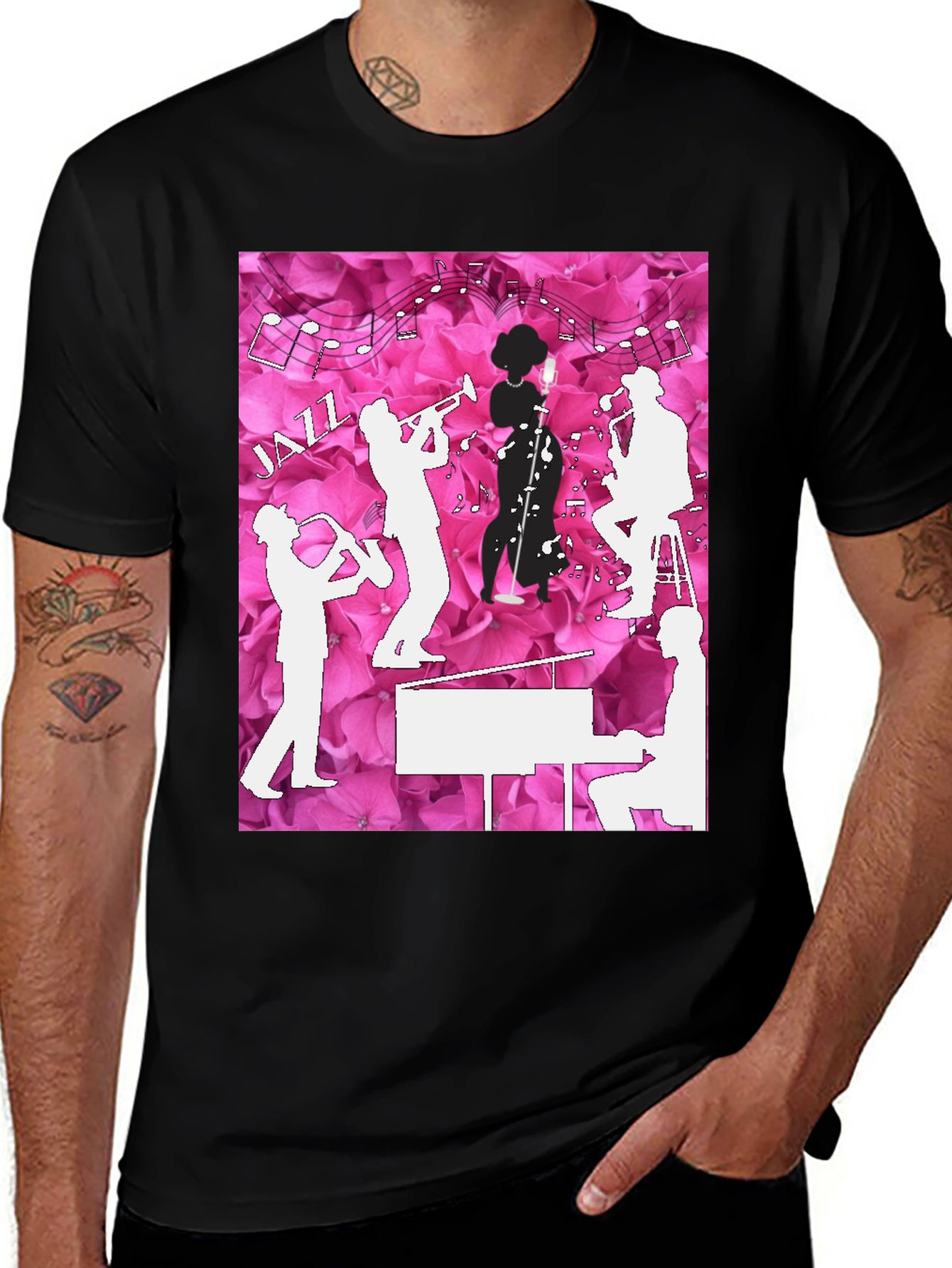 Jazzy T-Shirt - Musical Silhouette Design