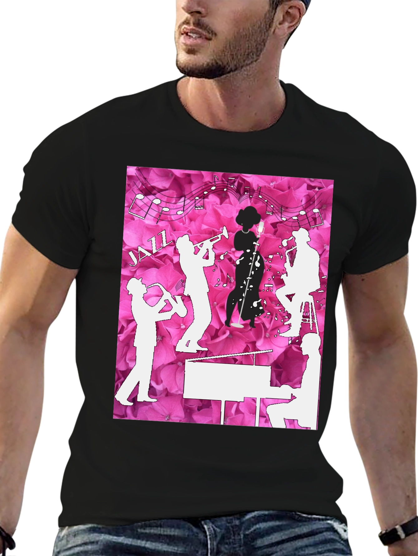 Jazzy T-Shirt - Musical Silhouette Design