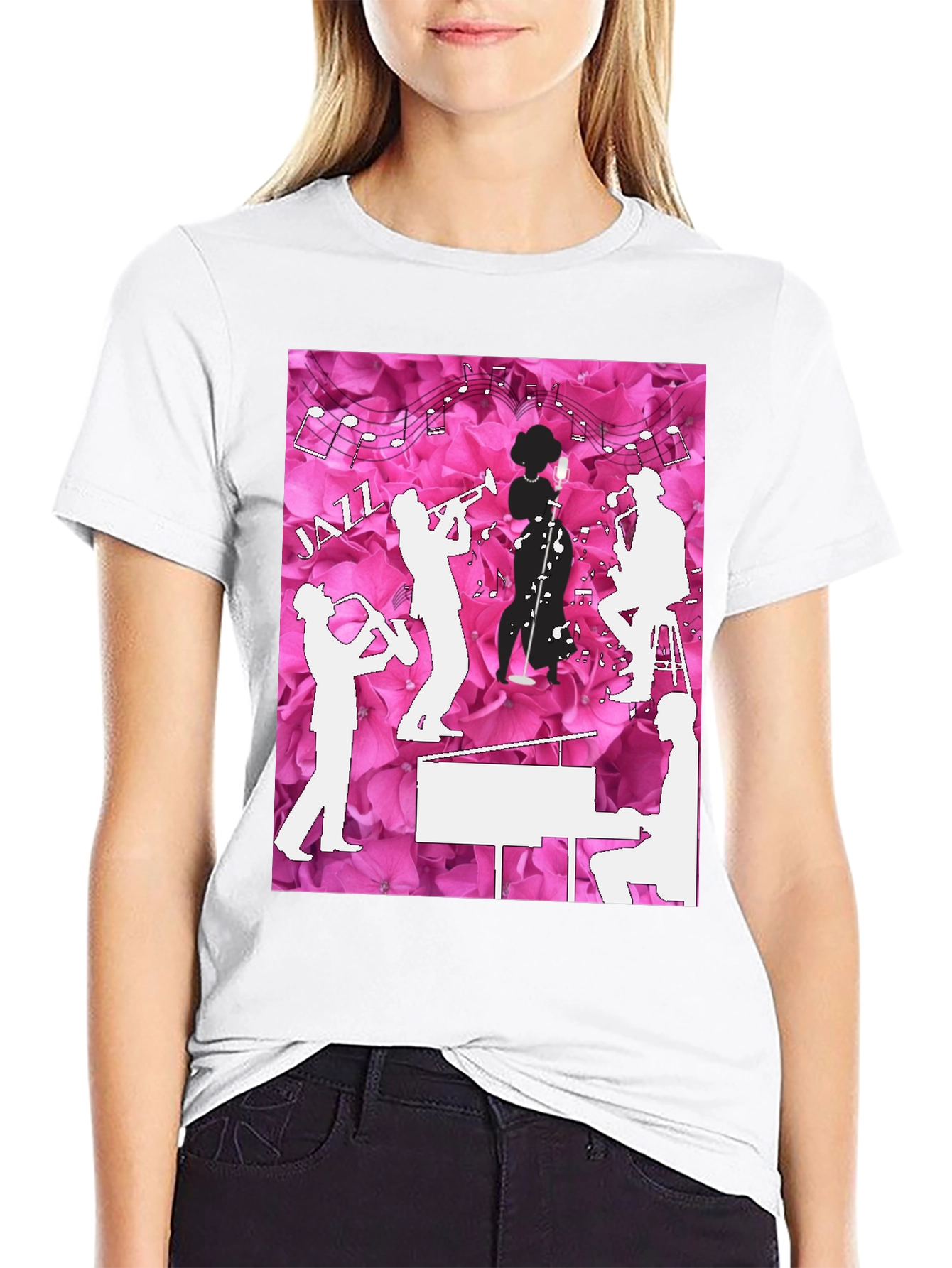 Jazzy T-Shirt - Musical Silhouette Design