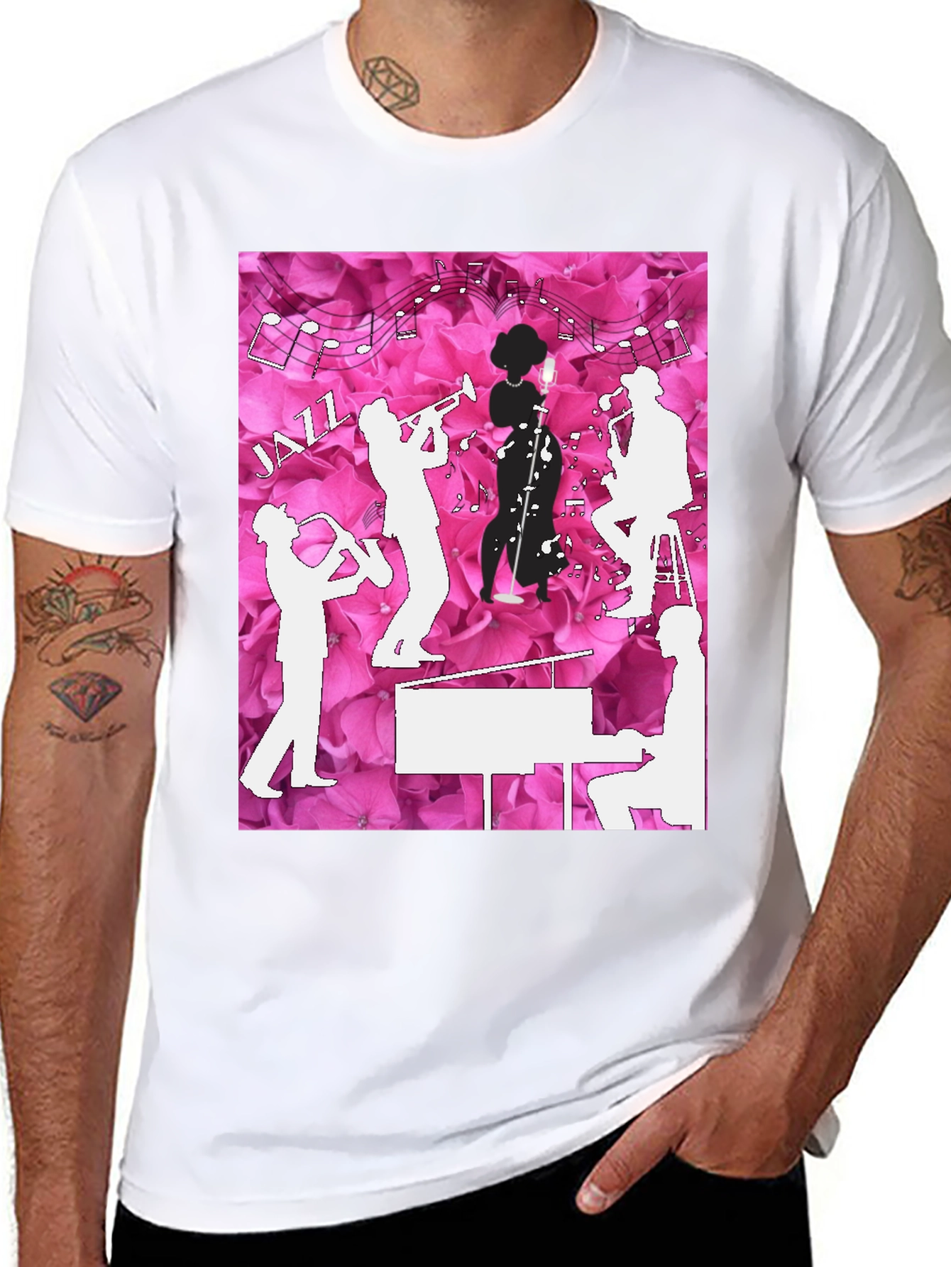 Jazzy T-Shirt - Musical Silhouette Design