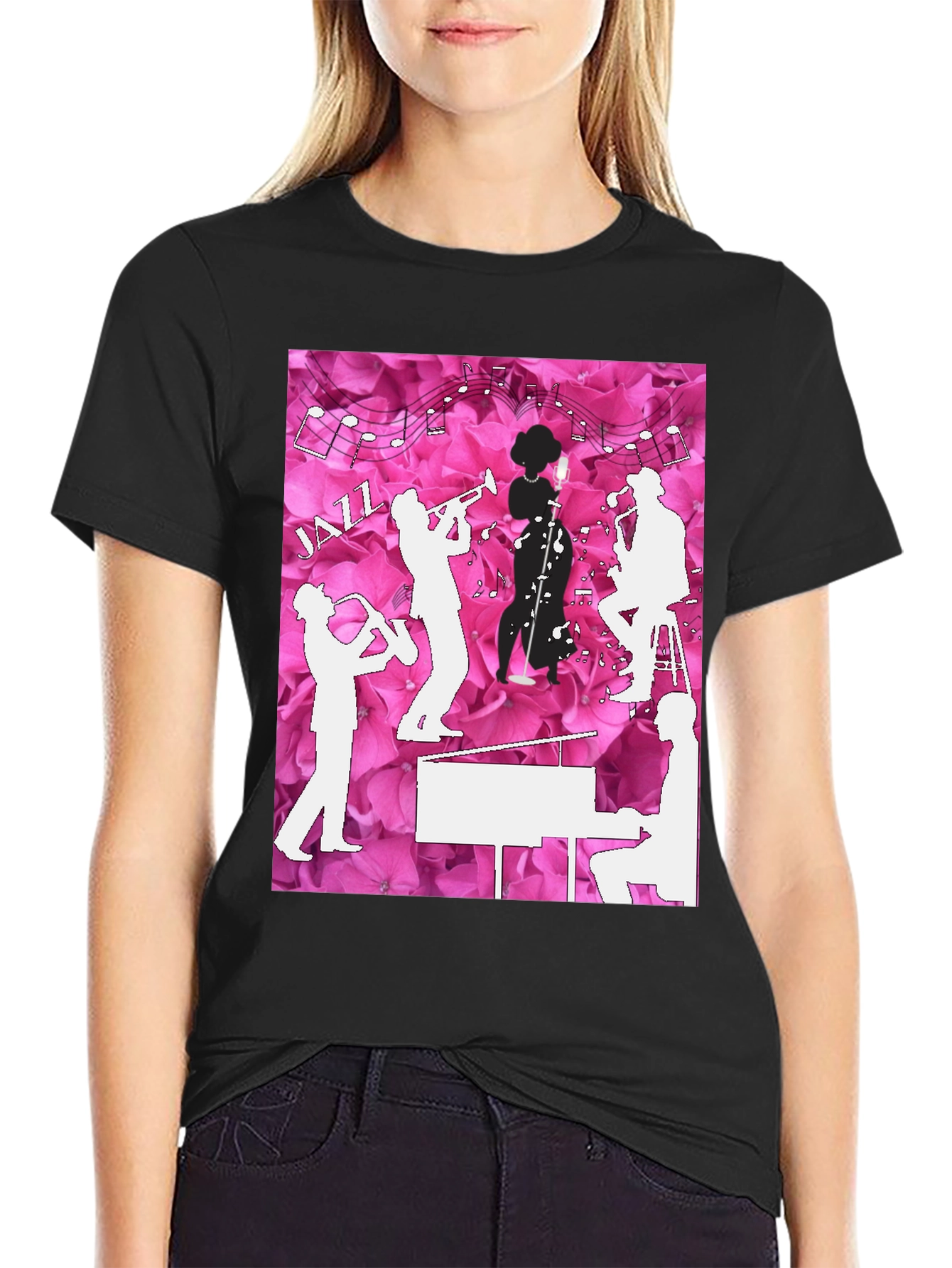 Jazzy T-Shirt - Musical Silhouette Design