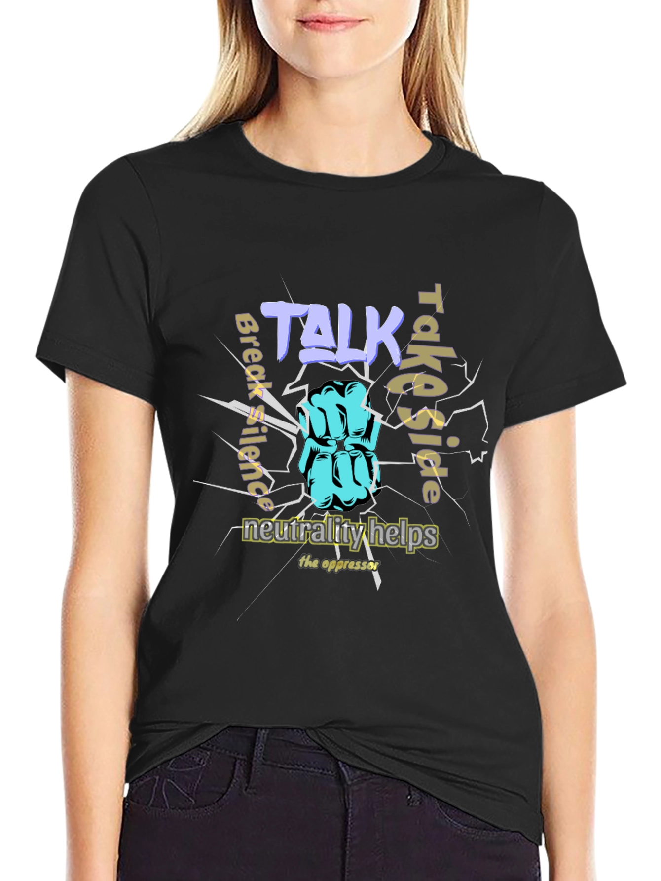 Empowering Talk Graphic Black T-Shirt