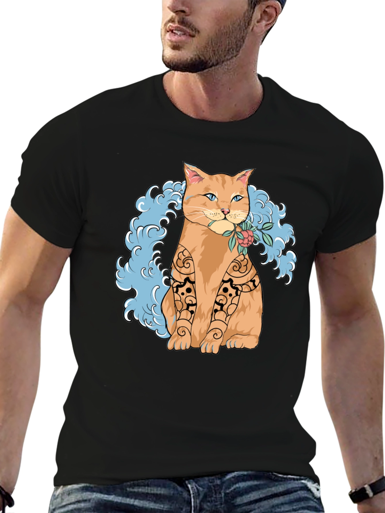 Cat Tattoo Art Graphic T-Shirt