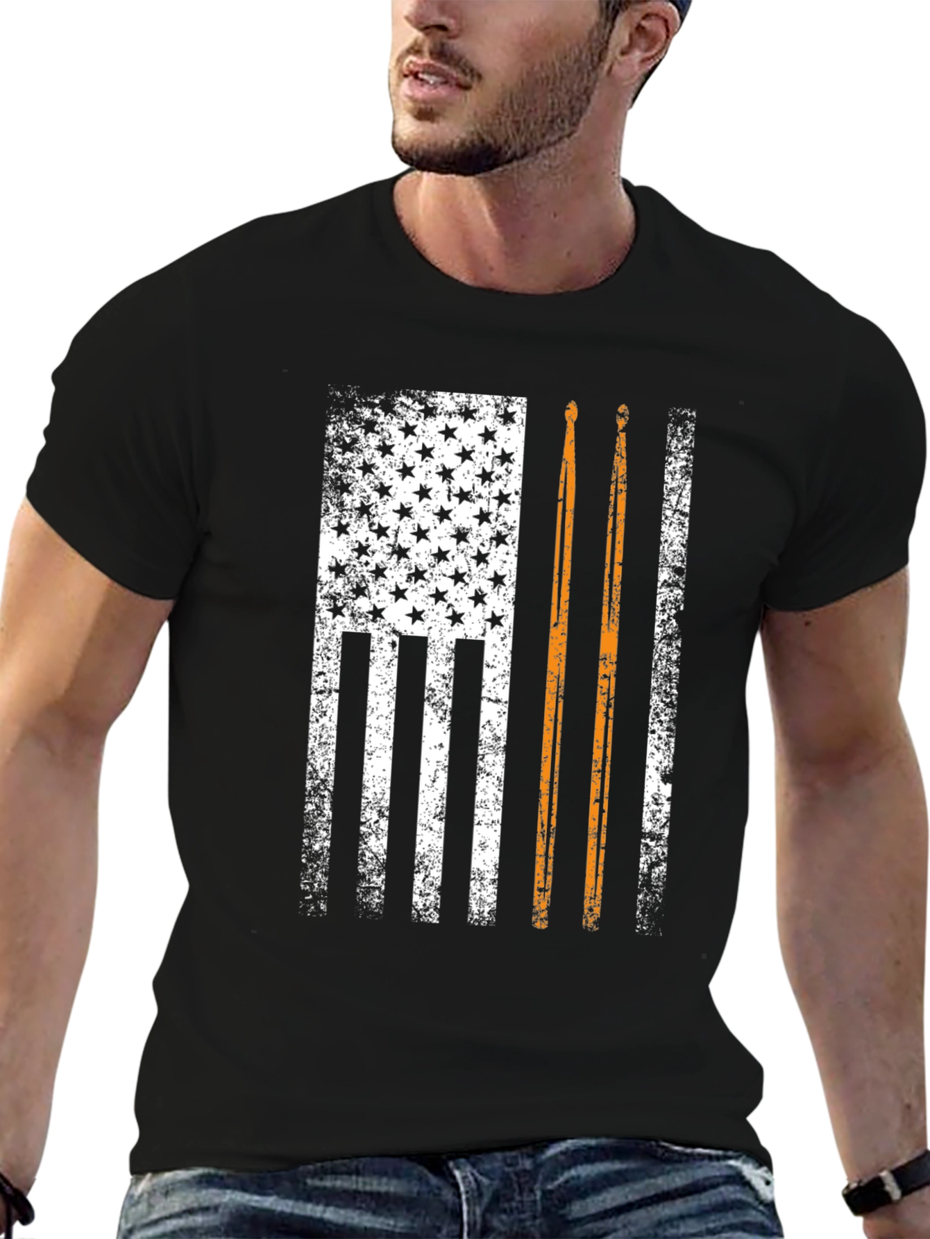 Distressed American Flag Drummer T-Shirt