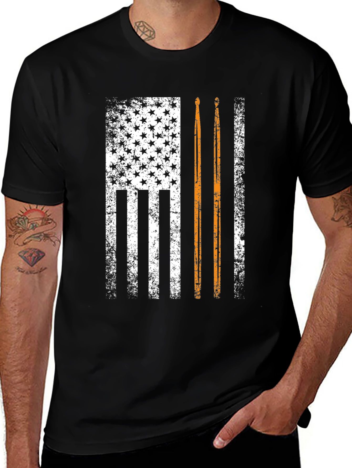 Distressed American Flag Drummer T-Shirt