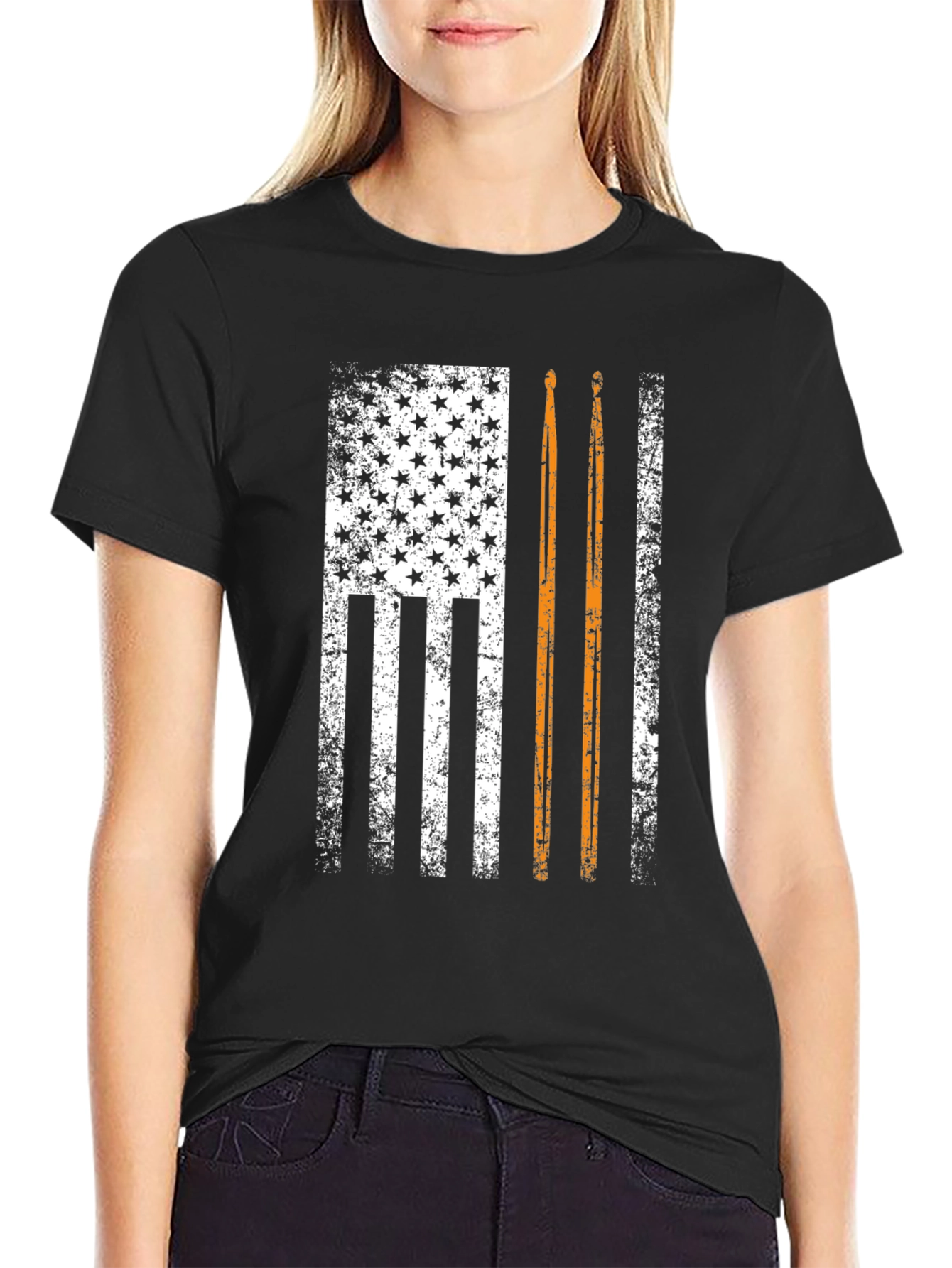 Distressed American Flag Drummer T-Shirt