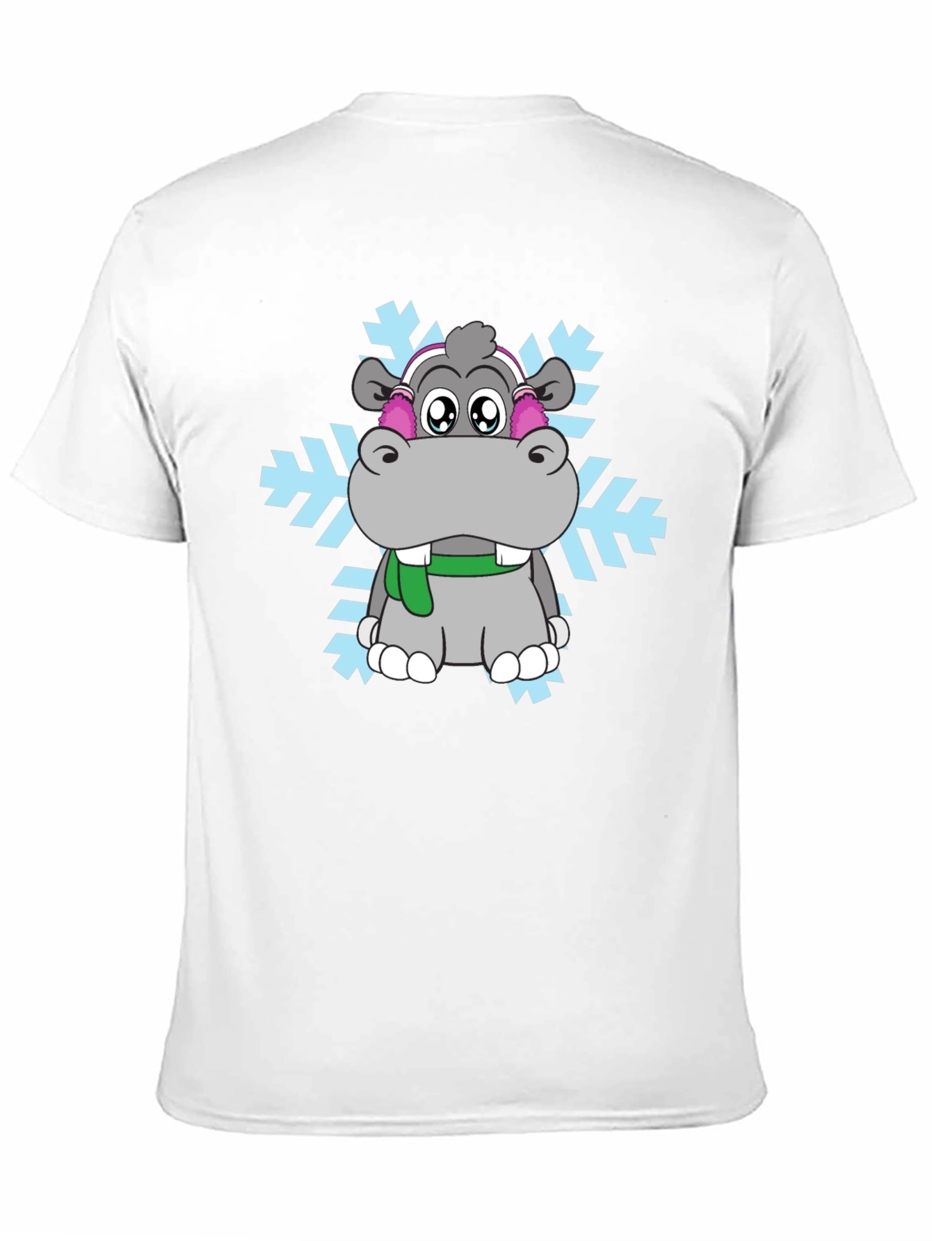 Hippo Snowflake Graphic Tee - Winter Holiday Shirt