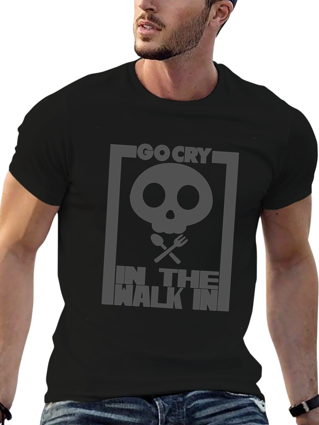 Go Cry In The Walk In Black Graphic Tee