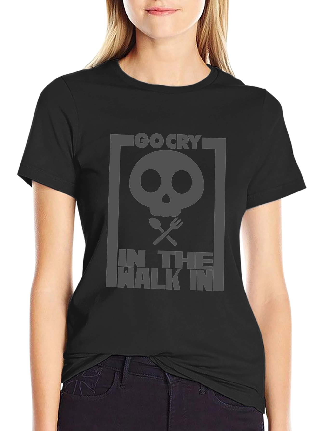 Go Cry In The Walk In Black Graphic Tee