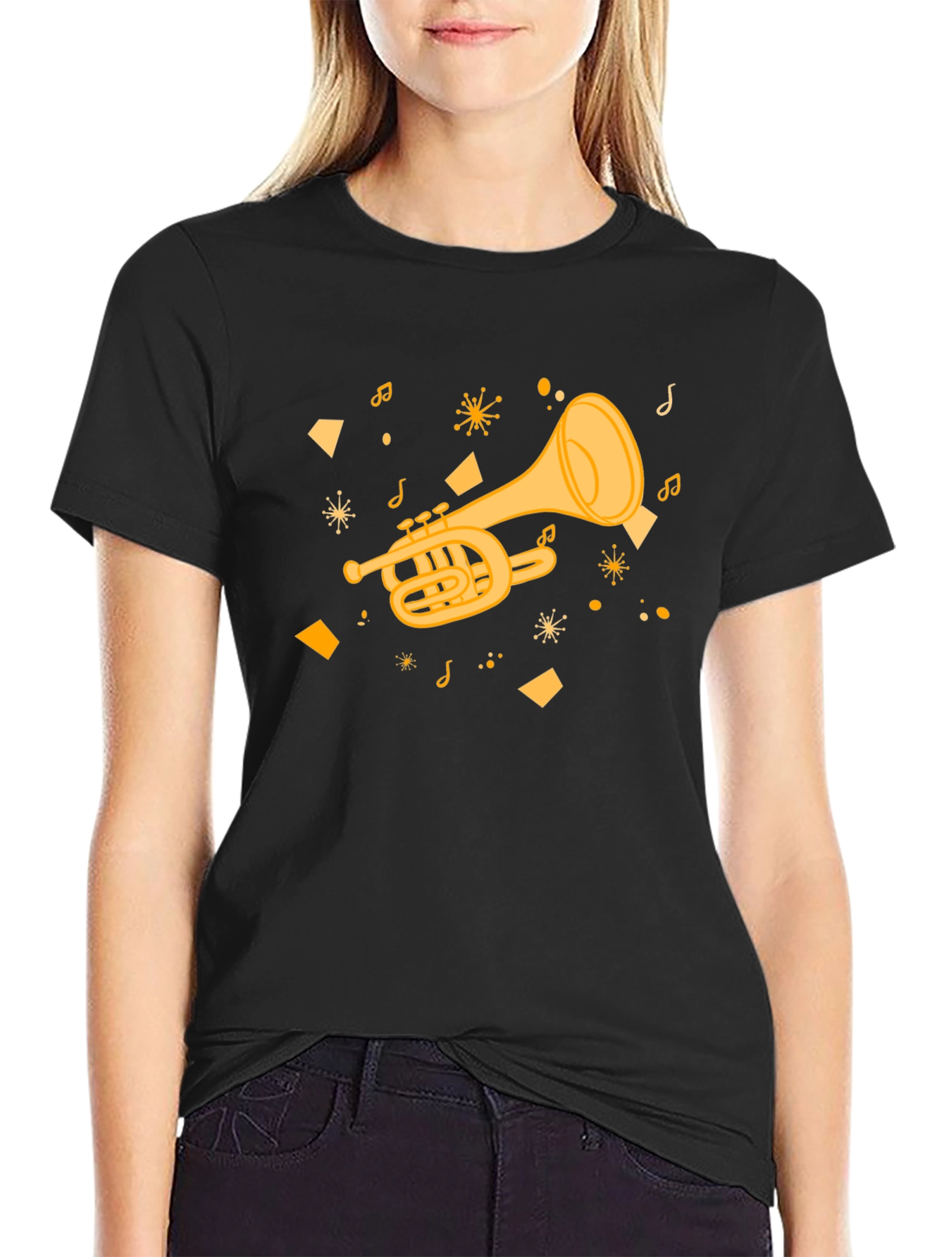 Musical Trumpet Graphic Tee - Black