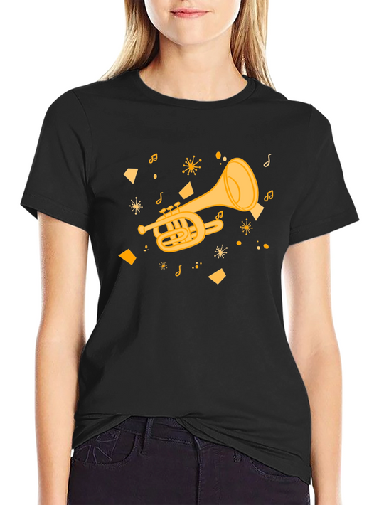 Musical Trumpet Graphic Tee - Black