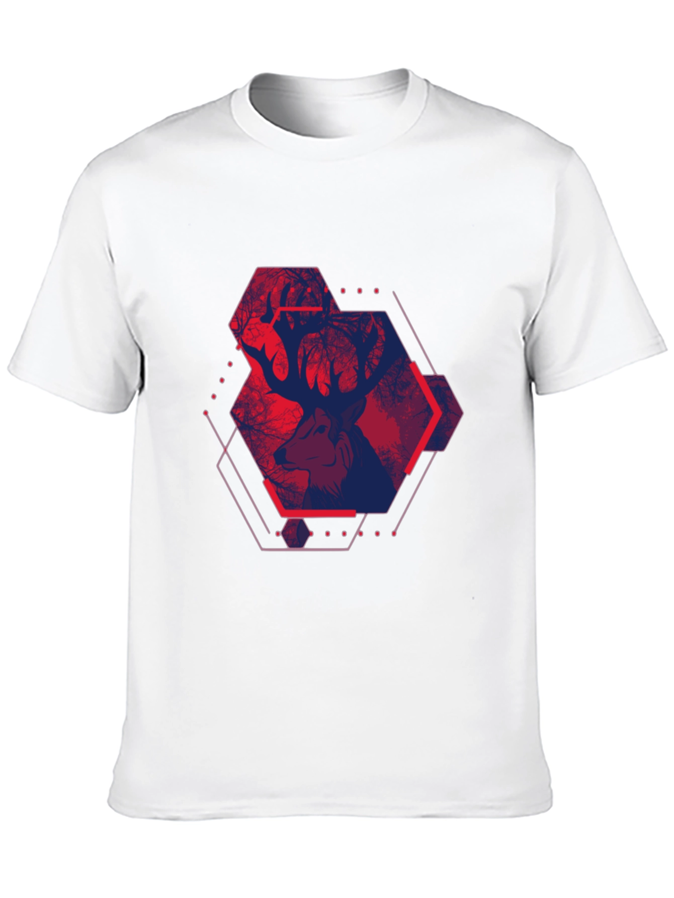 Geometric Deer Graphic Tee - Urban Style