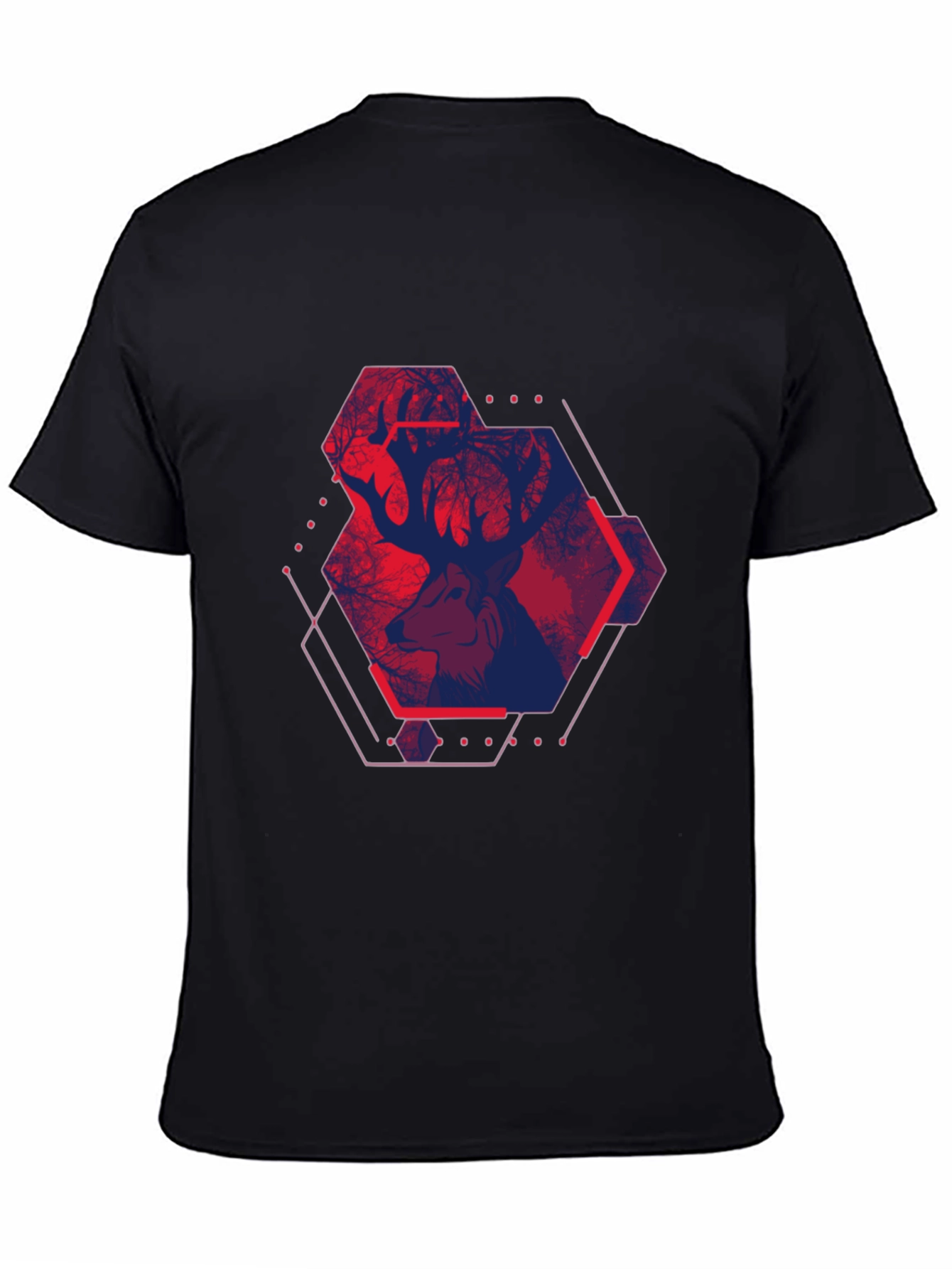 Geometric Deer Graphic Tee - Urban Style