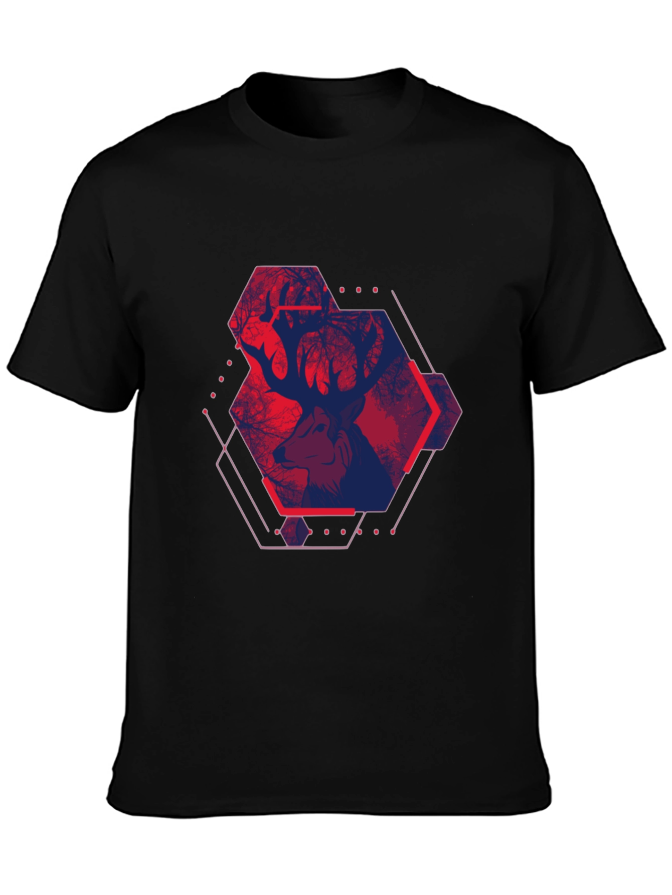 Geometric Deer Graphic Tee - Urban Style