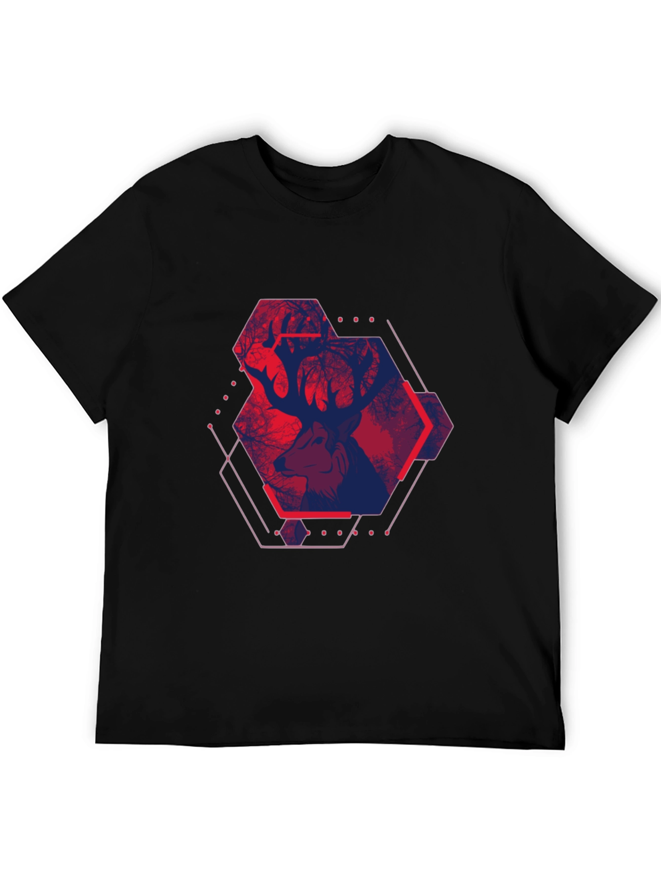 Geometric Deer Graphic Tee - Urban Style