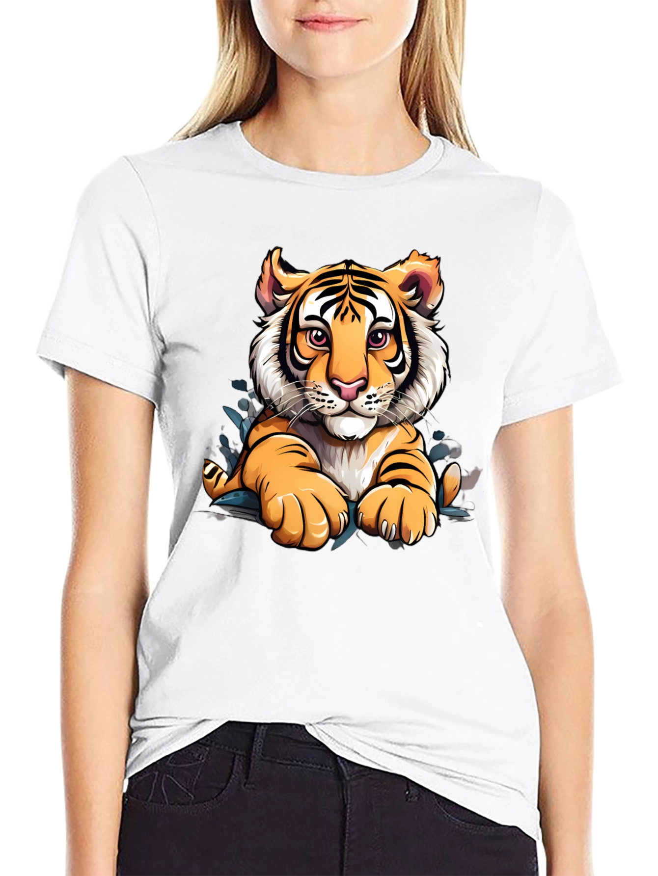 Tiger Graphic Print Mens Black T-Shirt