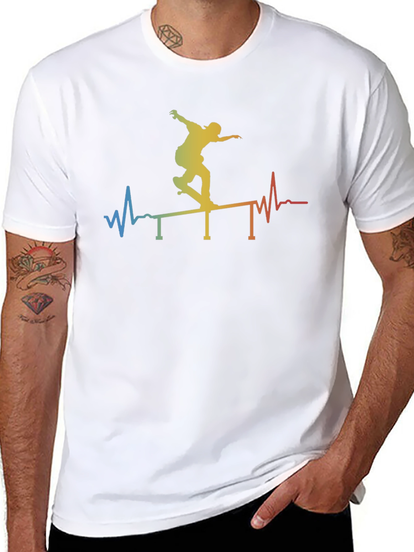 Skateboarding Heartbeat Graphic Tee